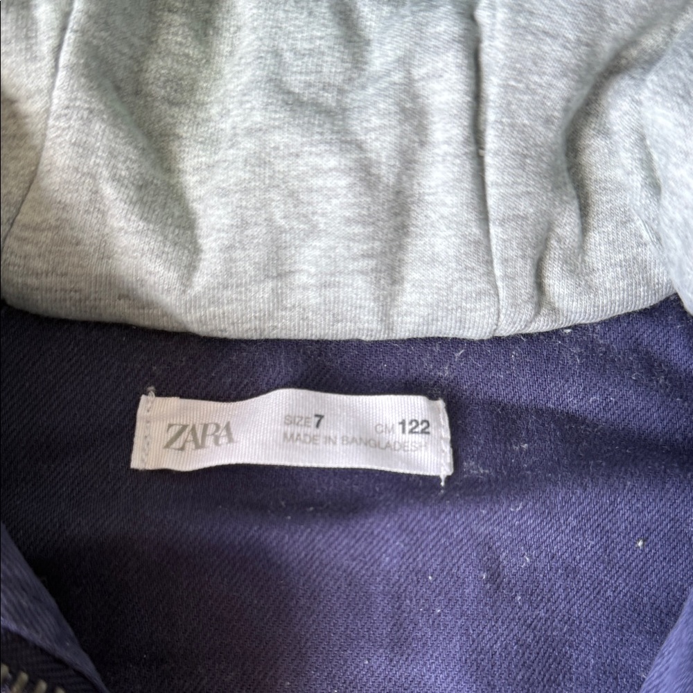 Zara Navy Jacket with Light Gray green Hood size 7 - Picture 5 of 7